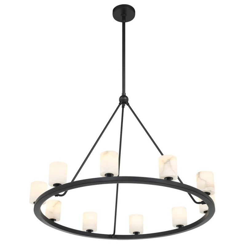 Agron 10 Light Alabaster Chandelier-chandelier for bedroom,chandelier for dining room,chandelier for stairways,chandelier for foyer,chandelier for bathrooms,chandelier for living room-Black-Blushlighting