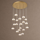 Alabaster 19 Lights Round LED Chandelier - Antique BrassBlushlighting