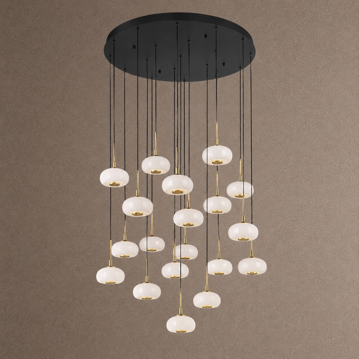 Alabaster 19 Lights Round LED Chandelier - Matte BlackBlushlighting