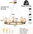 Alabaster 31.5" 8 - Light Round Gold Chandelier with Adjustable Height - D31.5''Blushlighting
