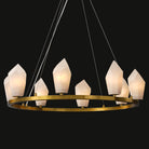 Alabaster 31.5" 8 - Light Round Gold Chandelier with Adjustable Height - D31.5''Blushlighting
