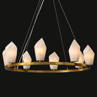 Alabaster 31.5" 8-Light Round Gold Chandelier with Adjustable Height