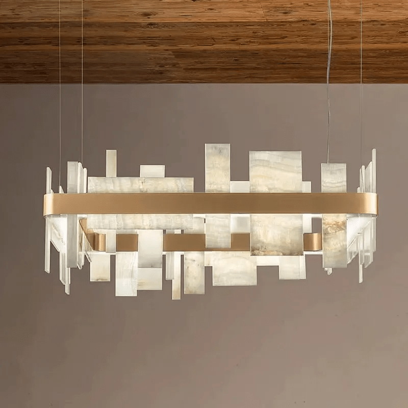 Alabaster Acropolis LED Square Chandelier - 19.7"WBlushlighting