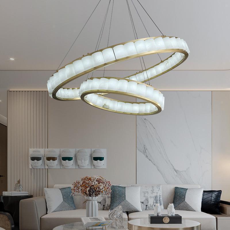 Alabaster Anne Circle Round Chandeliers - 23.6" DBlushlighting