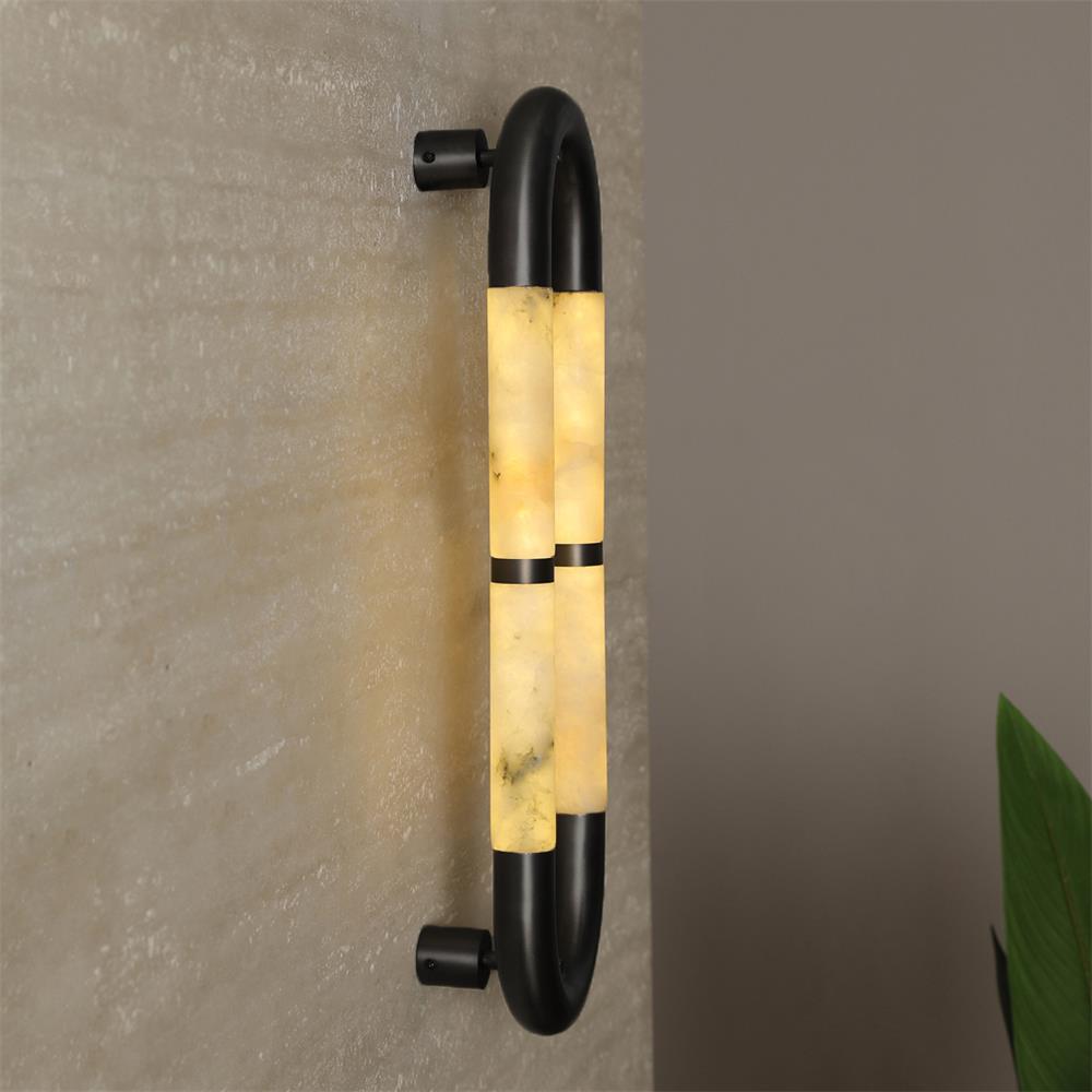 Alabaster Banded KoKo Sconce-Wall Lamp-Blushlighting-Blushlighting