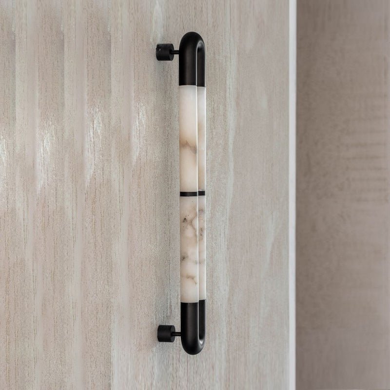 Alabaster Banded KoKo Sconce - L 15cm x W 8cm x H 54cm / L 5.9″ x W 3.1″ x H 21.3″Black & WhiteBlushlighting