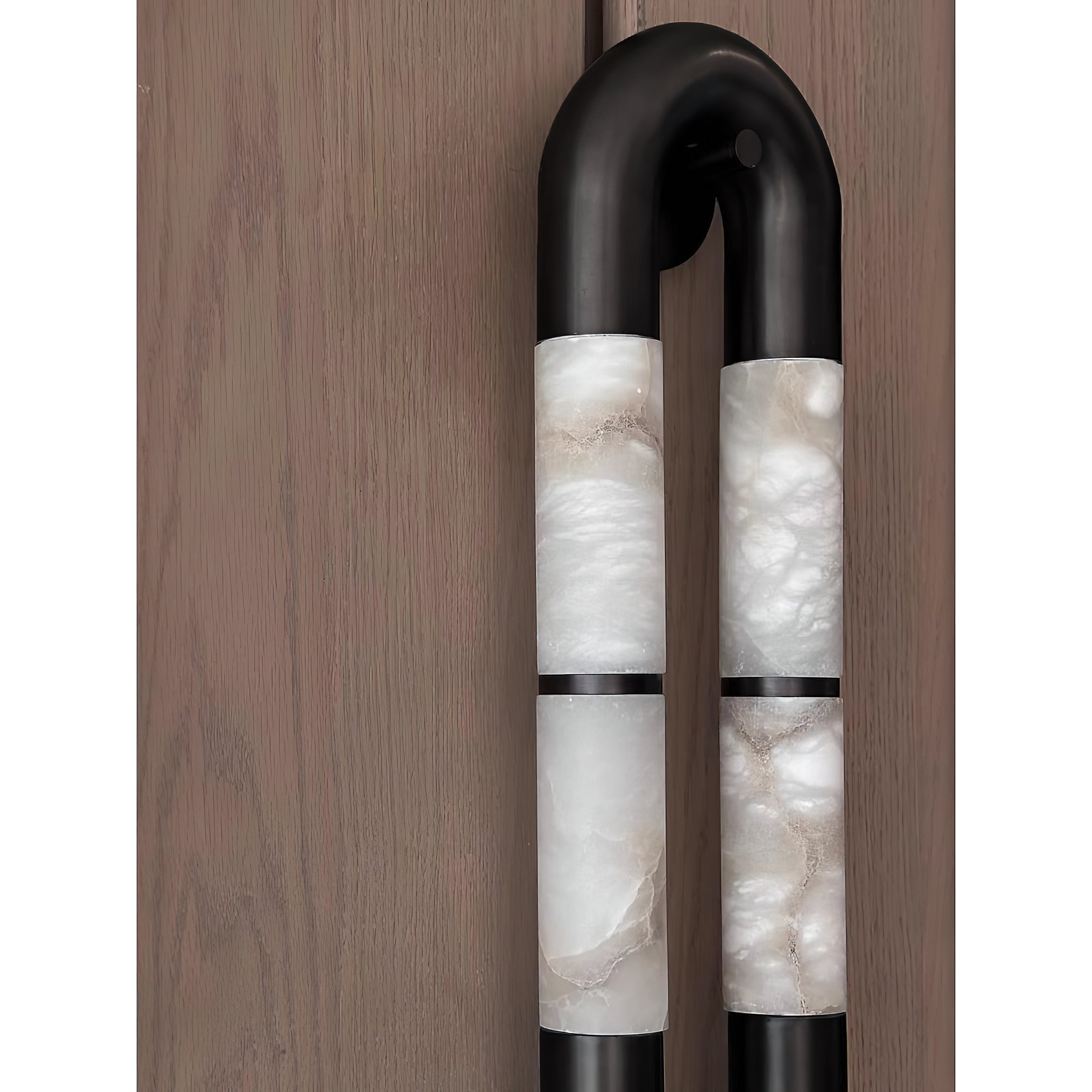 Alabaster Banded KoKo Sconce - L 15cm x W 8cm x H 54cm / L 5.9″ x W 3.1″ x H 21.3″Black & WhiteBlushlighting