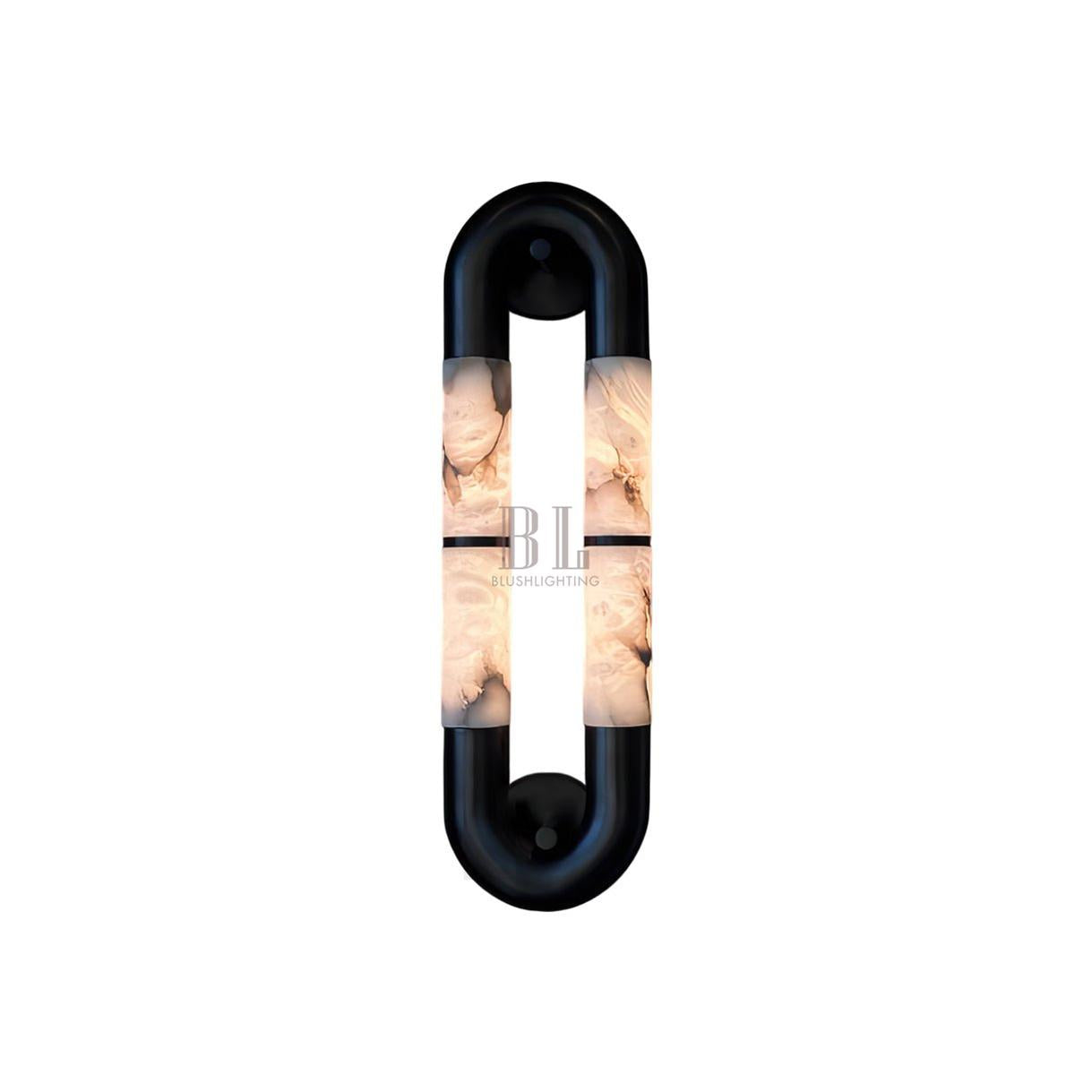 Alabaster Banded KoKo Sconce - L 15cm x W 8cm x H 54cm / L 5.9″ x W 3.1″ x H 21.3″Black & WhiteBlushlighting
