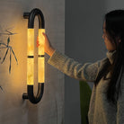 Alabaster Banded KoKo Sconce - L 15cm x W 8cm x H 54cm / L 5.9″ x W 3.1″ x H 21.3″Black & WhiteBlushlighting
