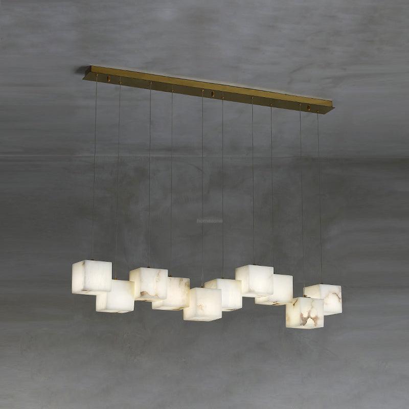 Alabaster Box Linear Chandelier-10 heads L 47.2" x W 4.7"x H 78.7" / L 120cm x W 12cm x H 200cm-White-Blushlighting
