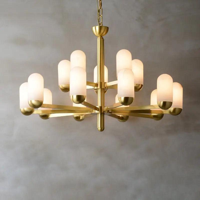 Alabaster Brass Chandelier Living Dining Lighting-15 Lights-Blushlighting