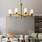 Alabaster Brass Chandelier Living Dining Lighting - 6 LightsBlushlighting