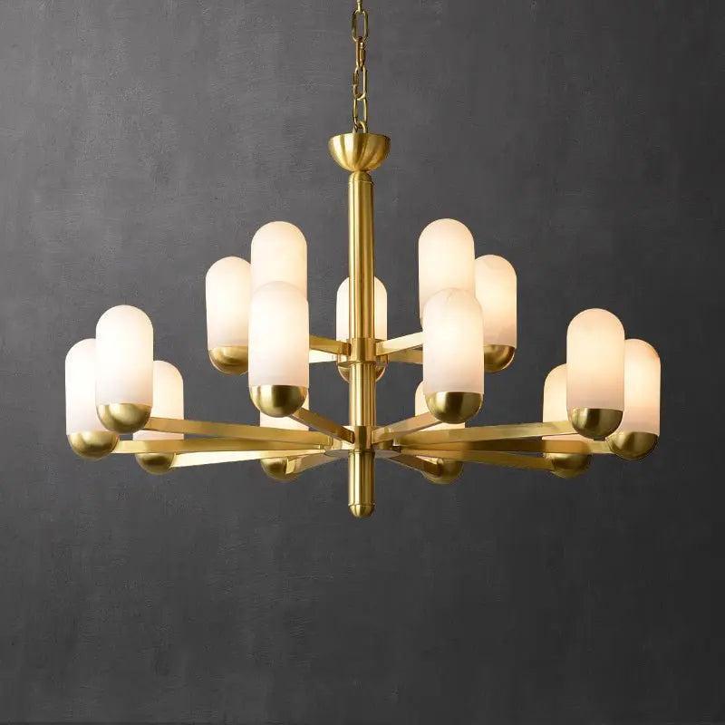 Alabaster Brass Chandelier Living Dining Lighting - 6 LightsBlushlighting