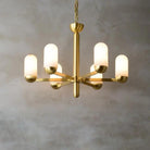 Alabaster Brass Chandelier Living Dining Lighting - 6 LightsBlushlighting