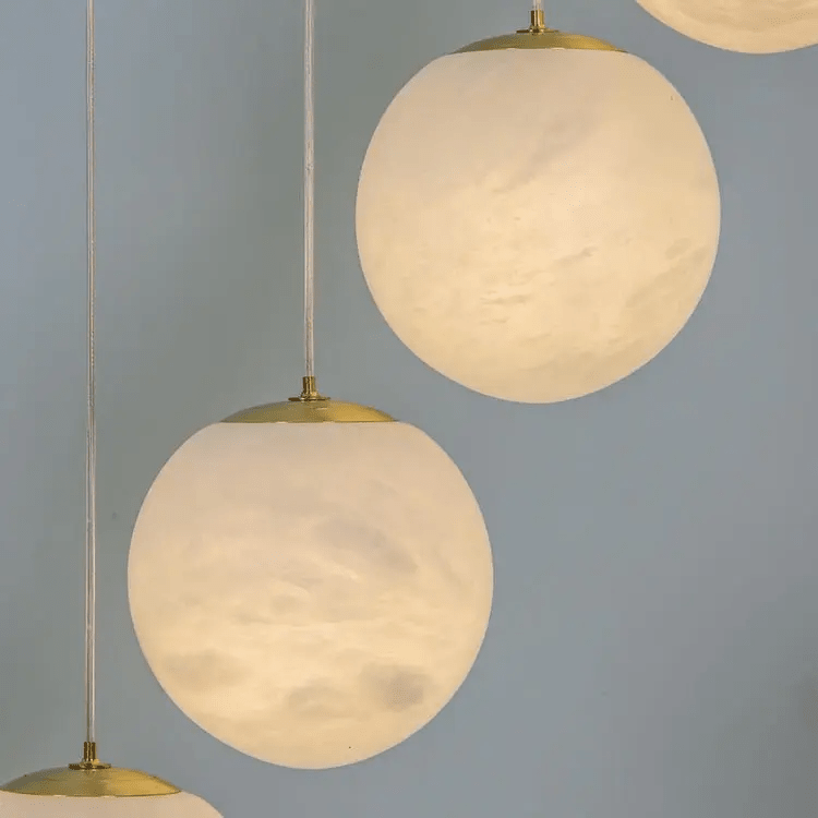 Alabaster Brass Modern Globe Spiral Chandelier - Blushlighting