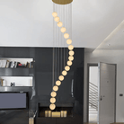 Alabaster Brass Modern Globe Spiral Chandelier - Blushlighting