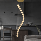 Alabaster Brass Modern Globe Spiral Chandelier - Blushlighting
