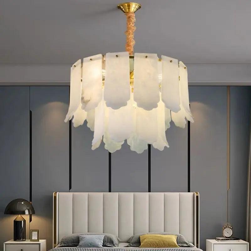 Alabaster Brass Multi - Layer Chandelier Lamp - 2 LayerBlushlighting