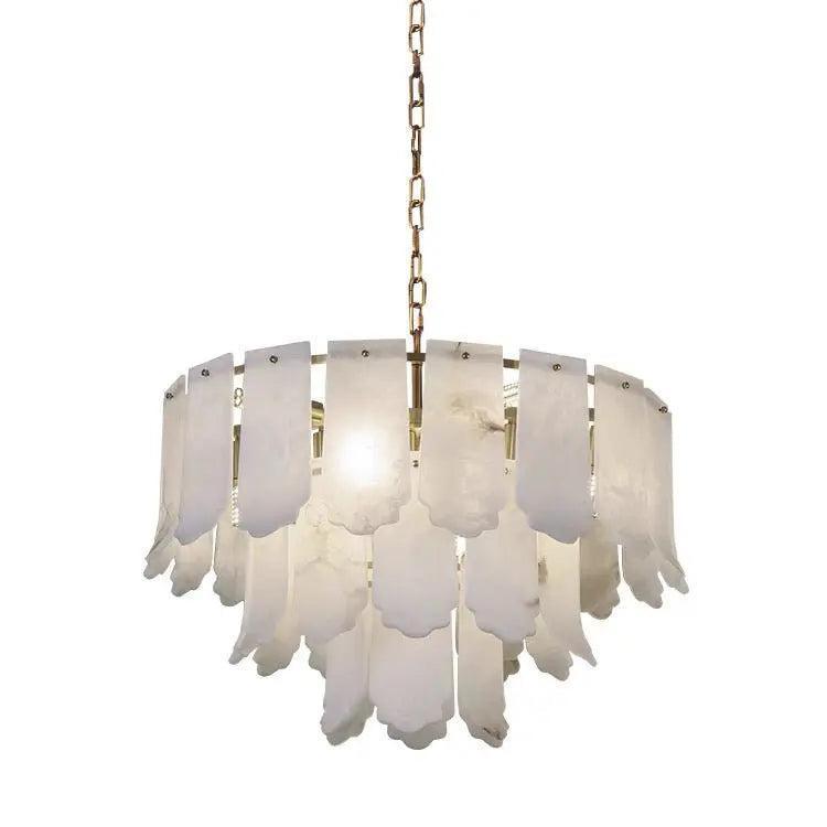 Alabaster Brass Multi-Layer Chandelier Lamp-Blushlighting