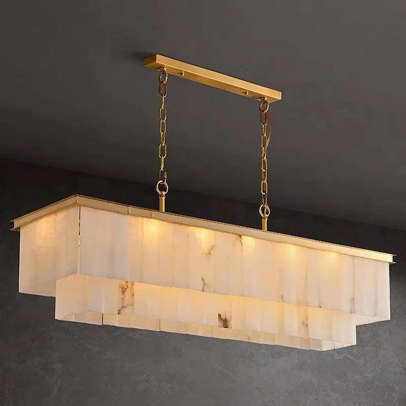 Alabaster Brass Rectangular Chandelier - Blushlighting