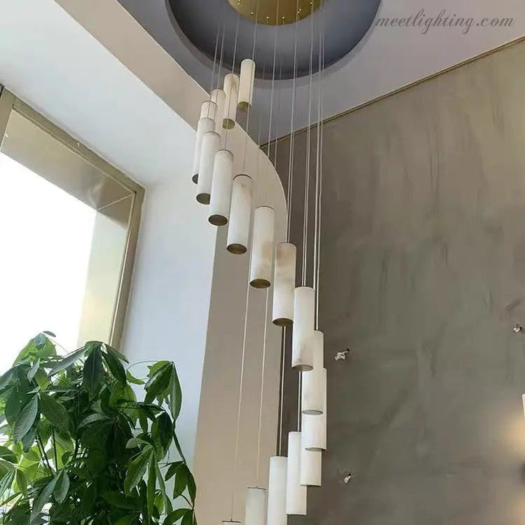Alabaster Brass Spiral Indoor Modern Chandelier - Blushlighting