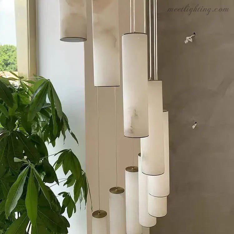 Alabaster Brass Spiral Indoor Modern Chandelier - Blushlighting
