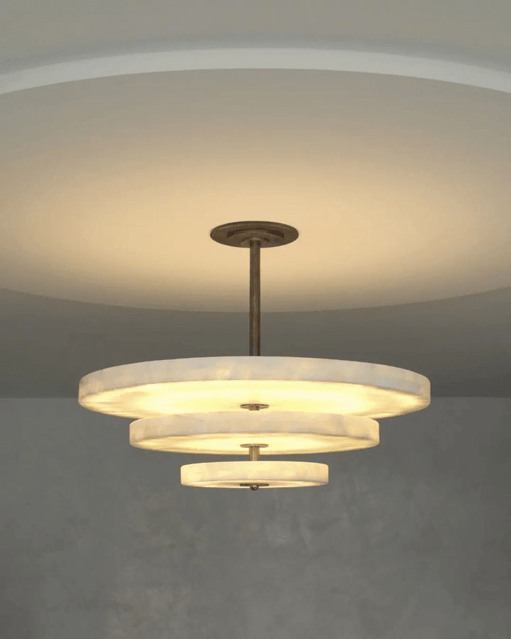 Alabaster Bronze & White LED Chandelier – Elegant 33‑Inch - Blushlighting