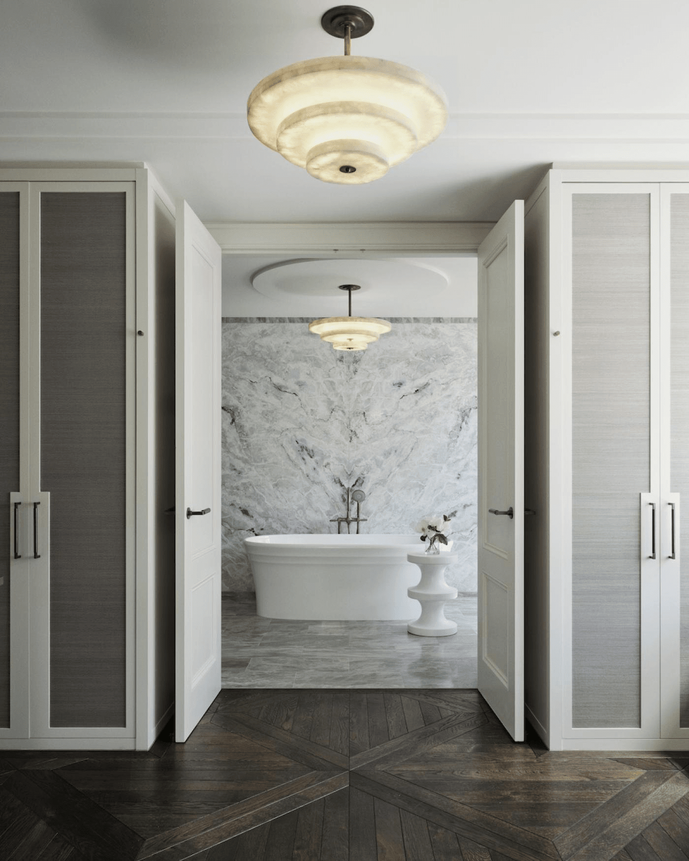 Alabaster Bronze & White LED Chandelier – Elegant 33‑Inch - Blushlighting