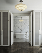 Alabaster Bronze & White LED Chandelier – Elegant 33‑Inch - Blushlighting