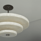 Alabaster Bronze & White LED Chandelier – Elegant 33‑Inch - Blushlighting