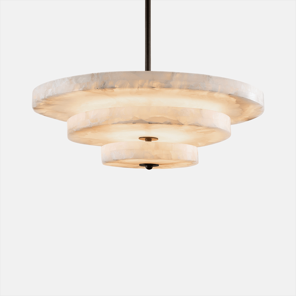 Alabaster Bronze & White LED Chandelier – Elegant 33‑Inch - Blushlighting