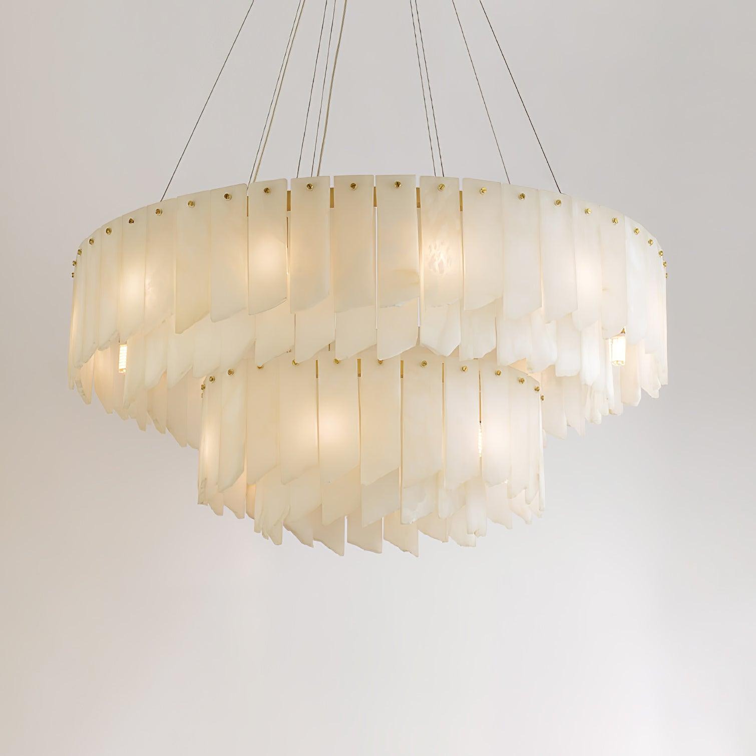 Alabaster Cascade Tiered Chandelier - ∅ 39.4″ x H 59″ / Dia 100cm x H 150cmBrass & WhiteBlushlighting