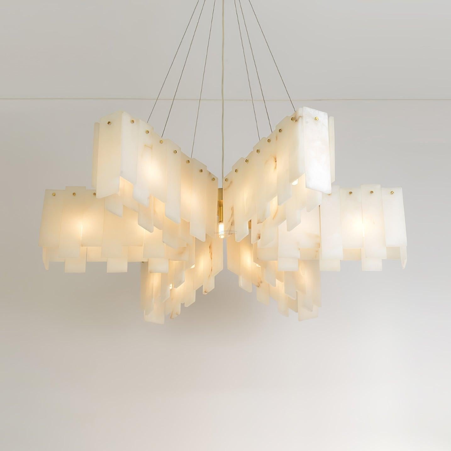 Alabaster Cascade Tiered Chandelier 27.6 - 27.6" x H 21.7" / Dia 57cm x H 150cmBrass & WhiteBlushlighting