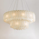 Alabaster Cascade Tiered Chandelier 27.6-27.6" x H 21.7" / Dia 120cm x H 150cm-Brass & White-Blushlighting