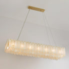 Alabaster Cascade Tiered Chandelier 27.6-L 2.6" x W 3.1" x H 23.6" / L 106cm x W 26cm x H 150cm-Brass & White-Blushlighting