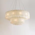 Alabaster Cascade Tiered Chandelier 27.6-27.6" x H 21.7" / Dia 80cm x H 150cm-Brass & White-Blushlighting