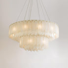 Alabaster Cascade Tiered Chandelier 27.6-27.6" x H 21.7" / Dia 100cm x H 150cm-Brass & White-Blushlighting