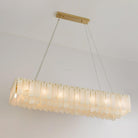 Alabaster Cascade Tiered Chandelier 27.6-L 2.6" x W 3.1" x H 23.6" / L 106cm x W 26cm x H 150cm-Brass & White-Blushlighting