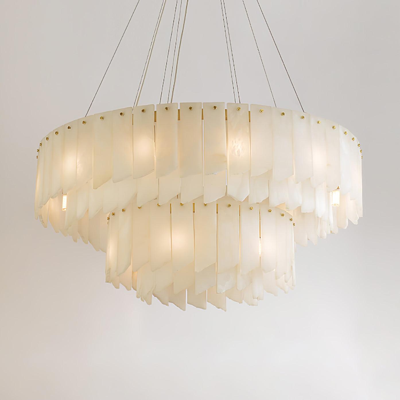Alabaster Cascade Tiered Chandelier - ∅ 47.2″ x H 59″ / 120cm x H 150cmBrass & WhiteBlushlighting