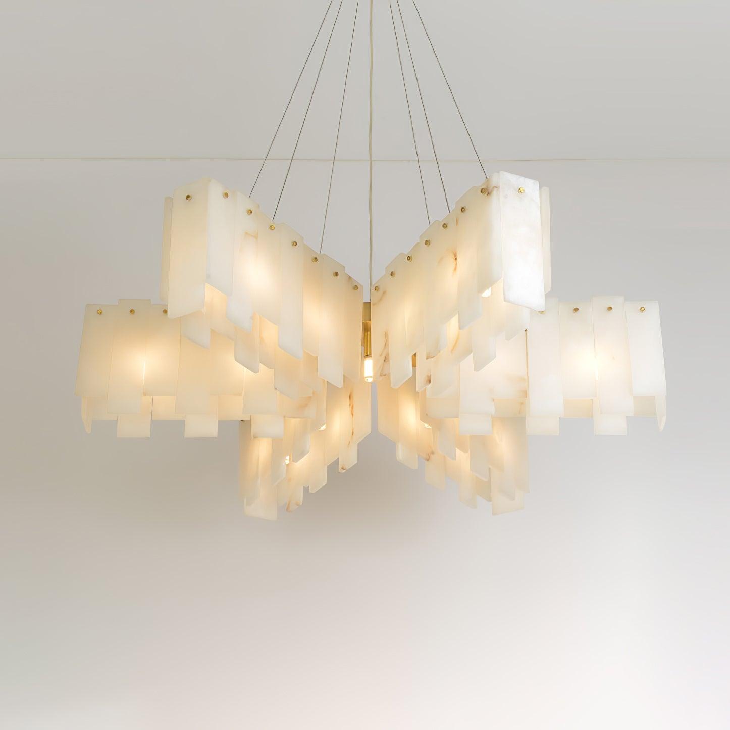 Alabaster Cascade Tiered Chandelier - ∅ 22.4″ x H 59″ / Dia 57cm x H 150cmBrass & WhiteBlushlighting