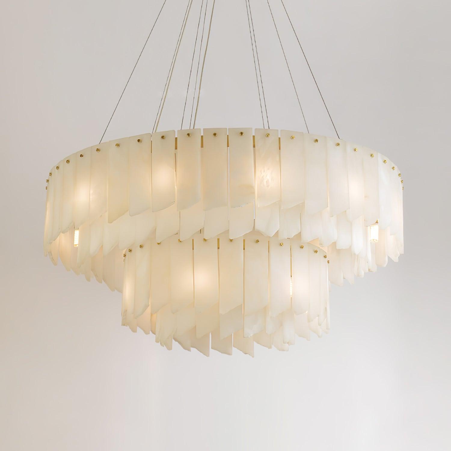 Alabaster Cascade Tiered Chandelier - ∅ 37.4″ x H 59″ / Dia 95cm x H 150cmBrass & WhiteBlushlighting