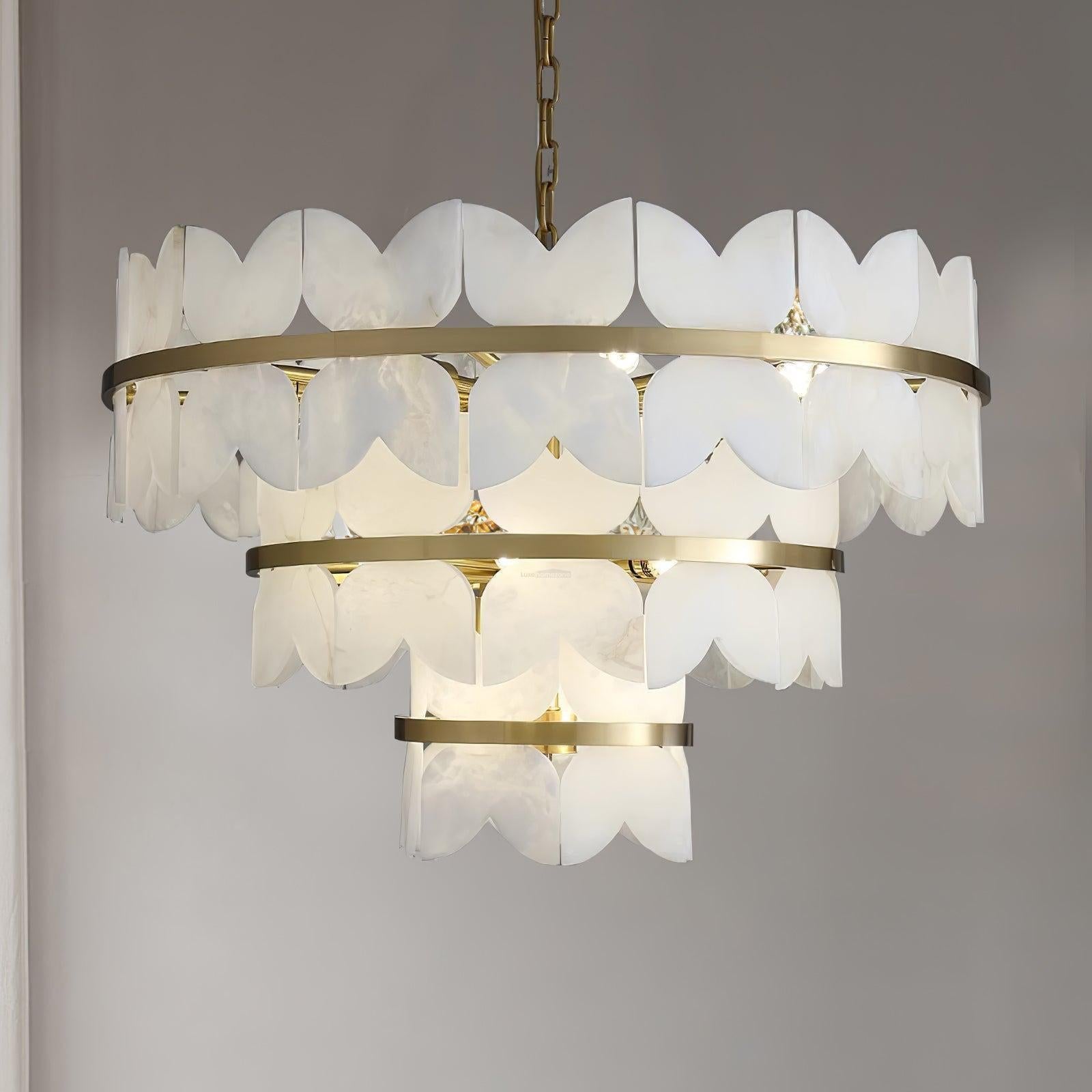 Alabaster Cloudscape Chandelier with 1/2 layer - 2 layers Long L 39.4" x W 13.8" x H 14.2" / L 100cm x W 35cm x H 36cmBlushlighting