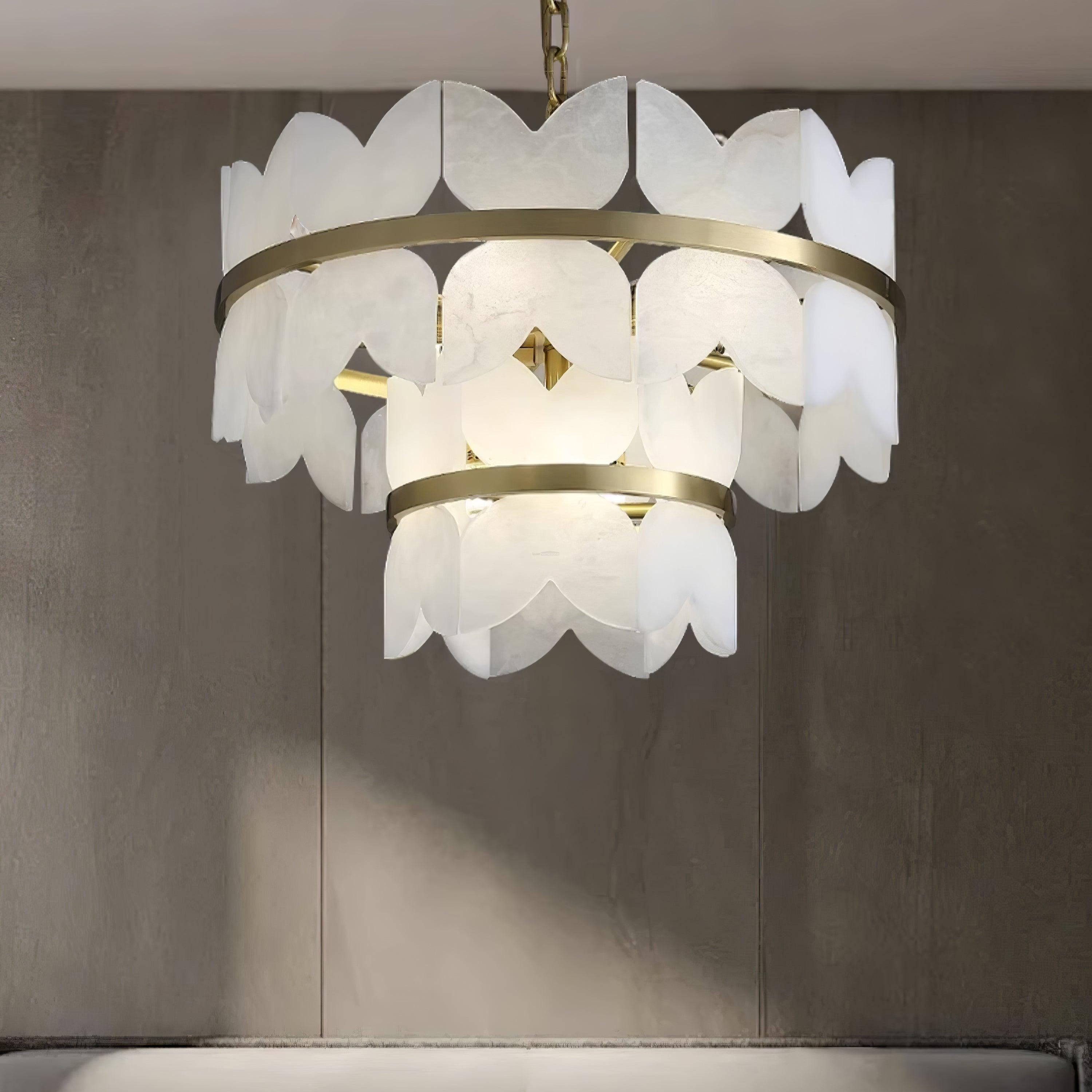 Alabaster Cloudscape Chandelier with 1/2 layer - 2 layers Long L 39.4" x W 13.8" x H 14.2" / L 100cm x W 35cm x H 36cmBlushlighting