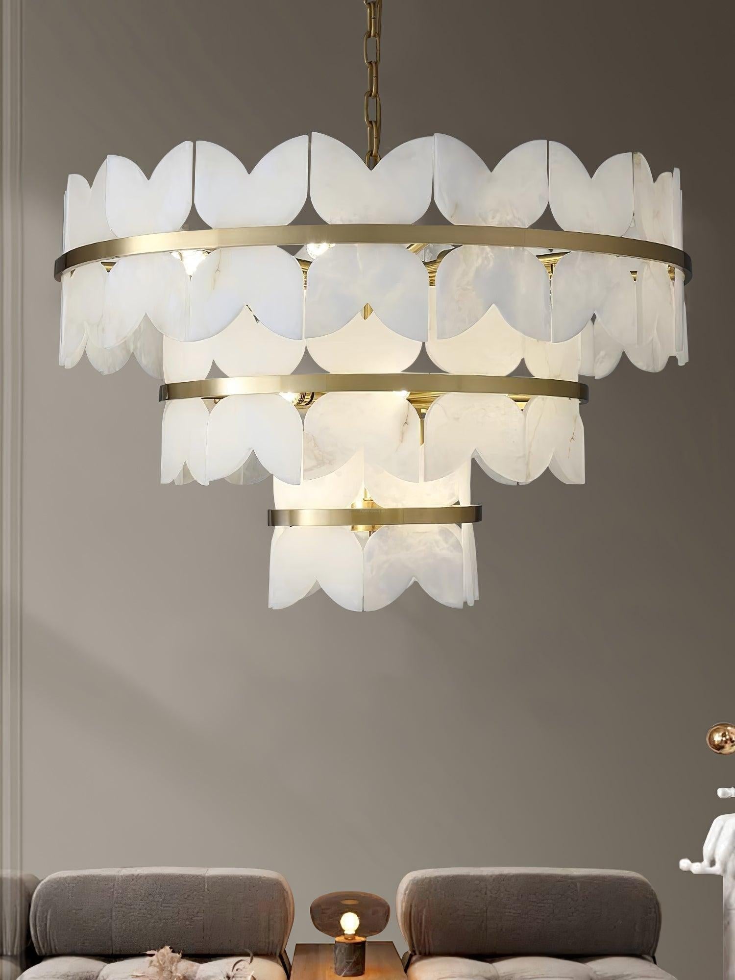 Alabaster Cloudscape Chandelier with 1/2 layer - 2 layers Long L 39.4" x W 13.8" x H 14.2" / L 100cm x W 35cm x H 36cmBlushlighting