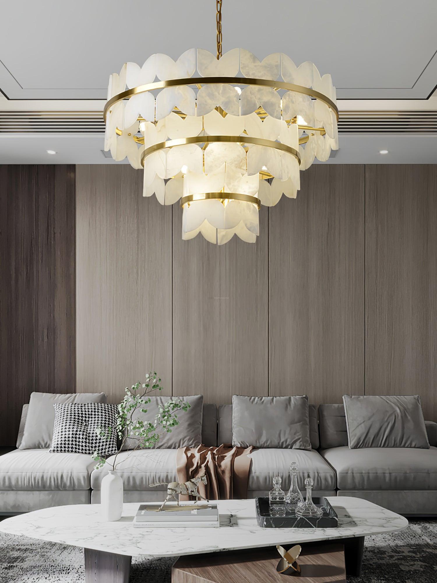 Alabaster Cloudscape Chandelier with 1/2 layer - 2 layers Long L 39.4" x W 13.8" x H 14.2" / L 100cm x W 35cm x H 36cmBlushlighting