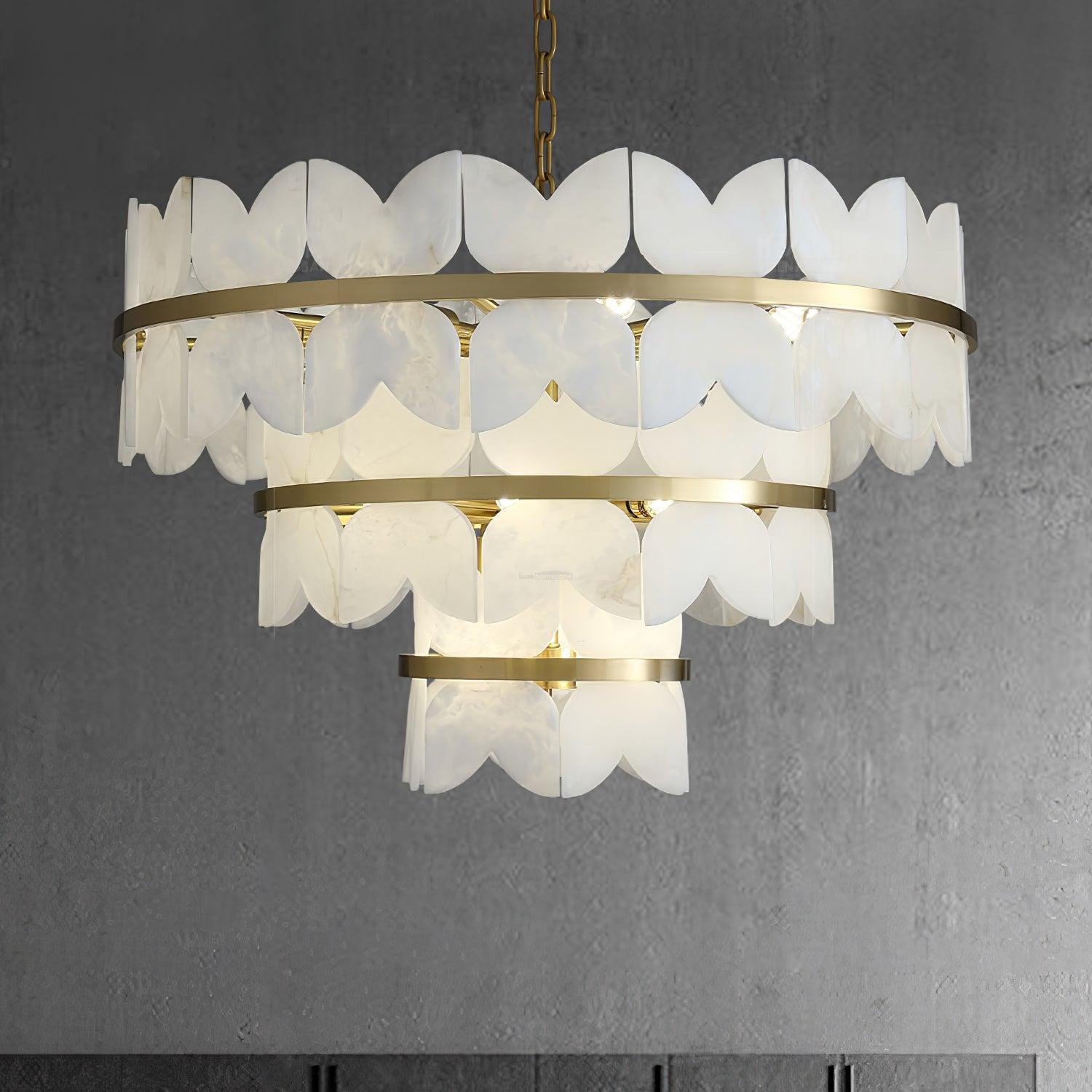 Alabaster Cloudscape Chandelier with 1/2 layer - 2 layers Long L 39.4" x W 13.8" x H 14.2" / L 100cm x W 35cm x H 36cmBlushlighting