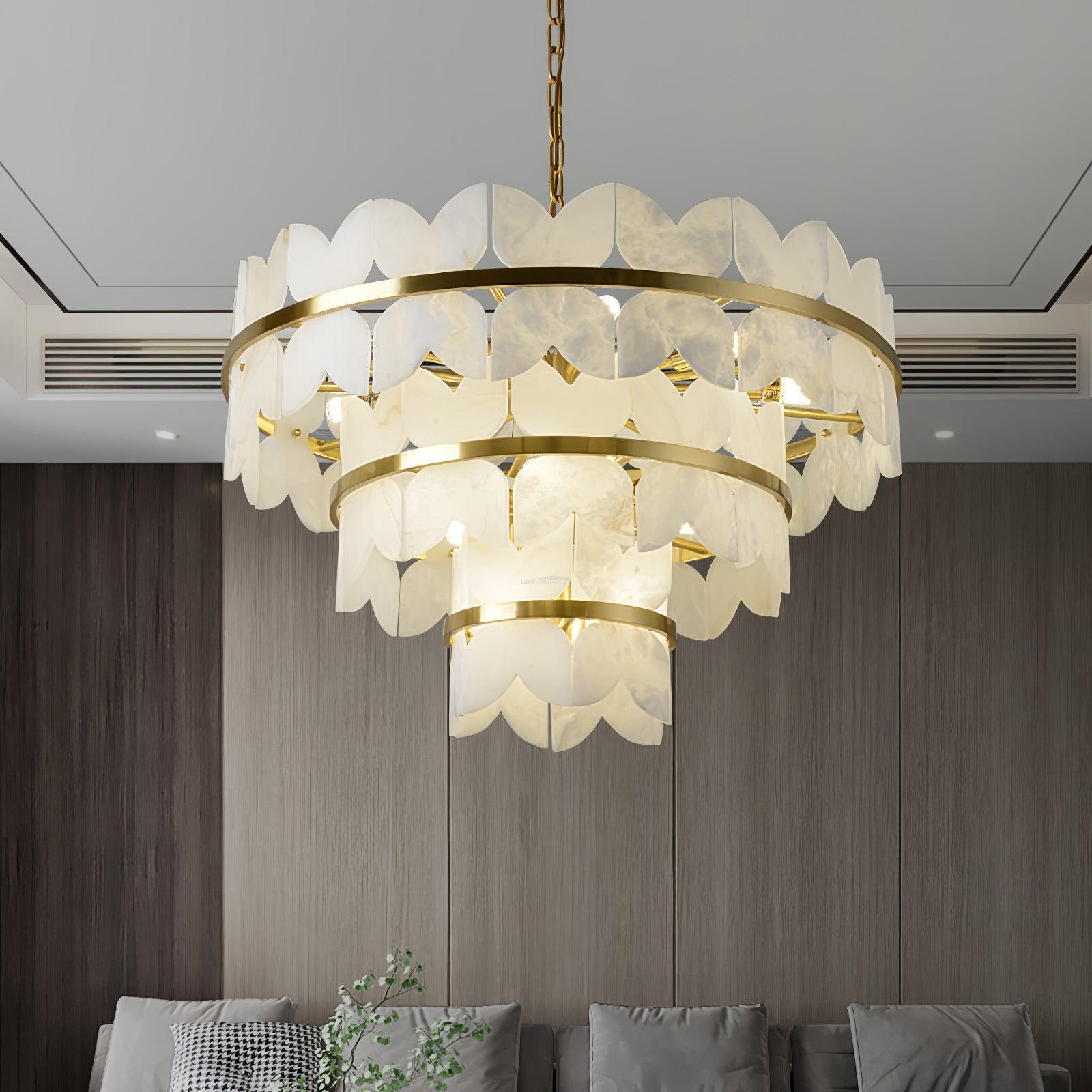 Alabaster Cloudscape Chandelier with 1/2 layer - 2 layers Long L 39.4" x W 13.8" x H 14.2" / L 100cm x W 35cm x H 36cmBlushlighting
