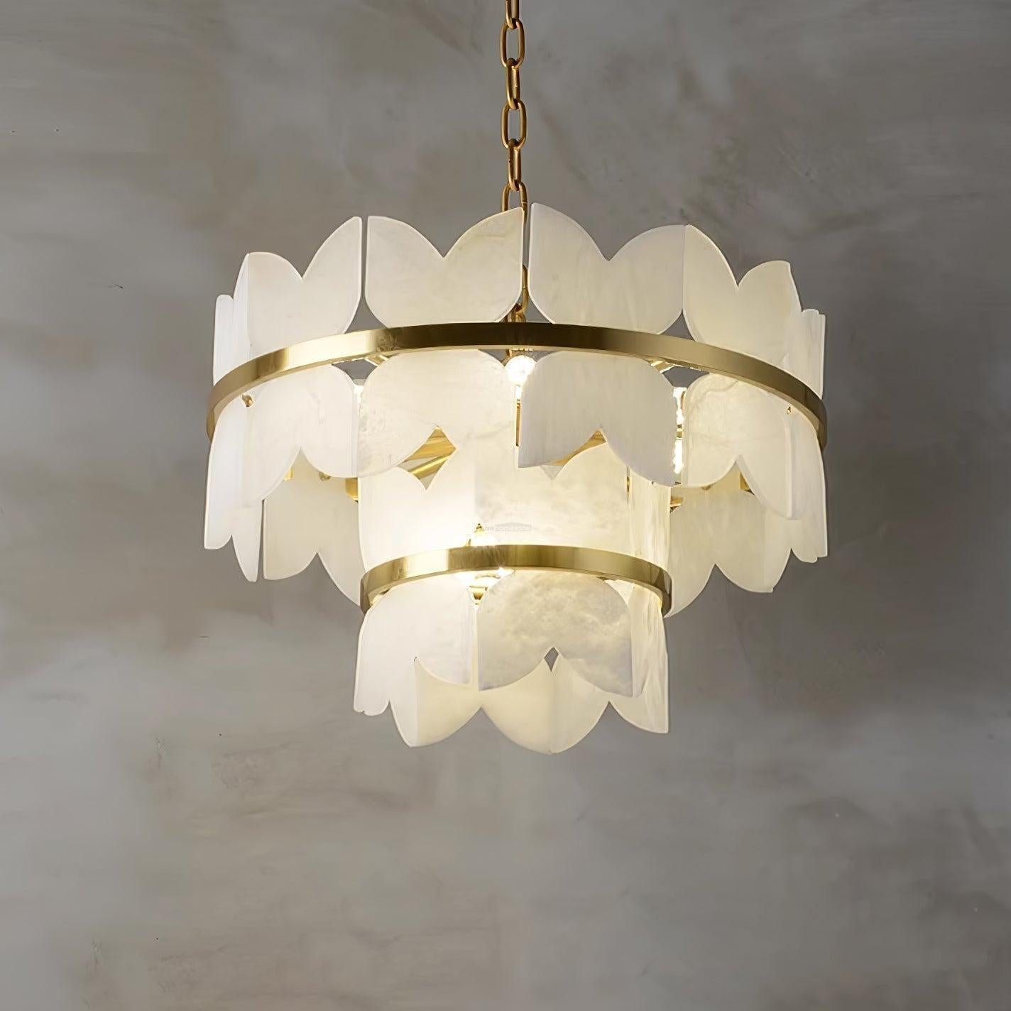 Alabaster Cloudscape Chandelier with 1/2 layer - 2 layers Long L 39.4" x W 13.8" x H 14.2" / L 100cm x W 35cm x H 36cmBlushlighting
