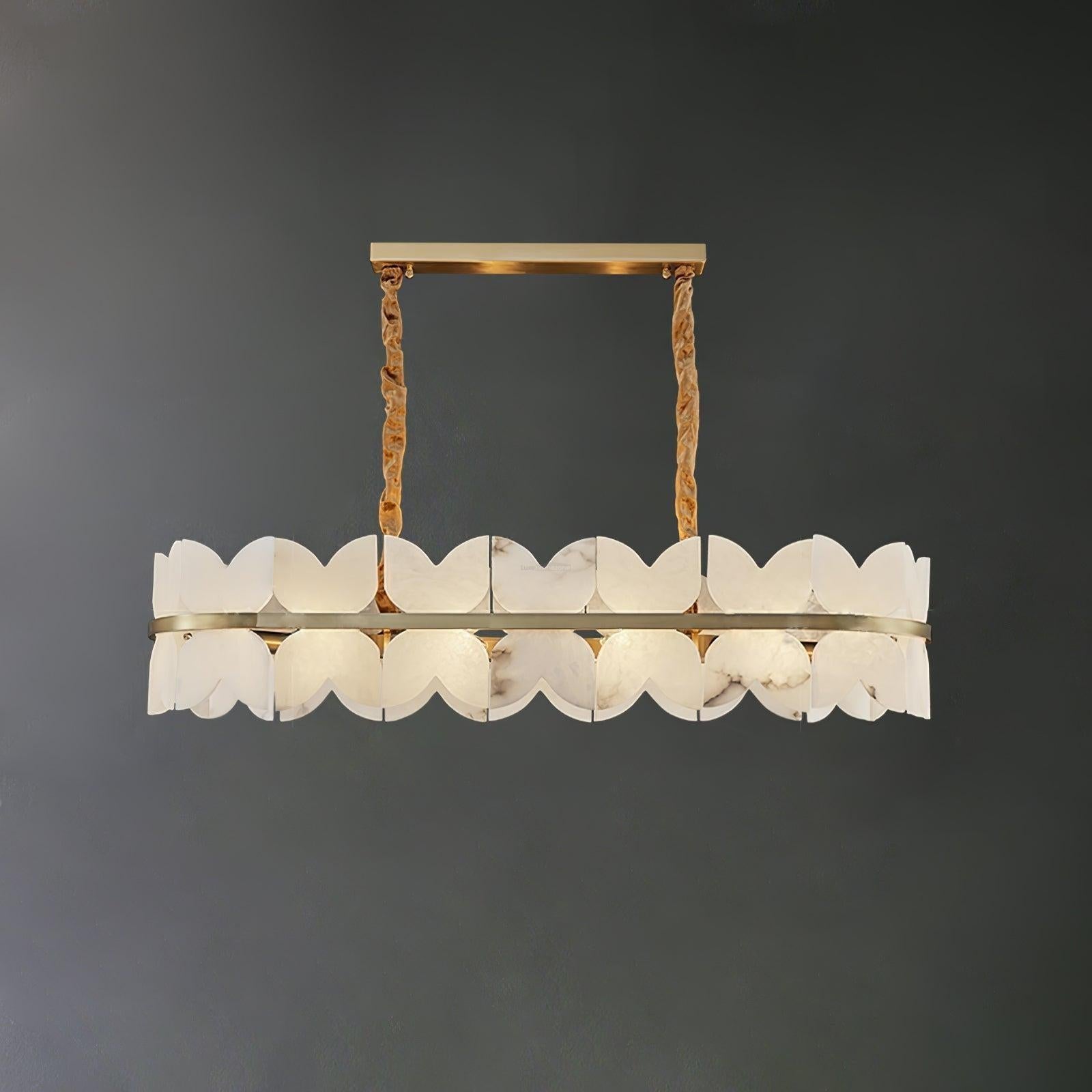 Alabaster Cloudscape Chandelier with 1/2 layer-1 layer Long L 39.4" x W 13.8" x H 8.7" / L 100cm x W 35cm x H 22cm-Blushlighting