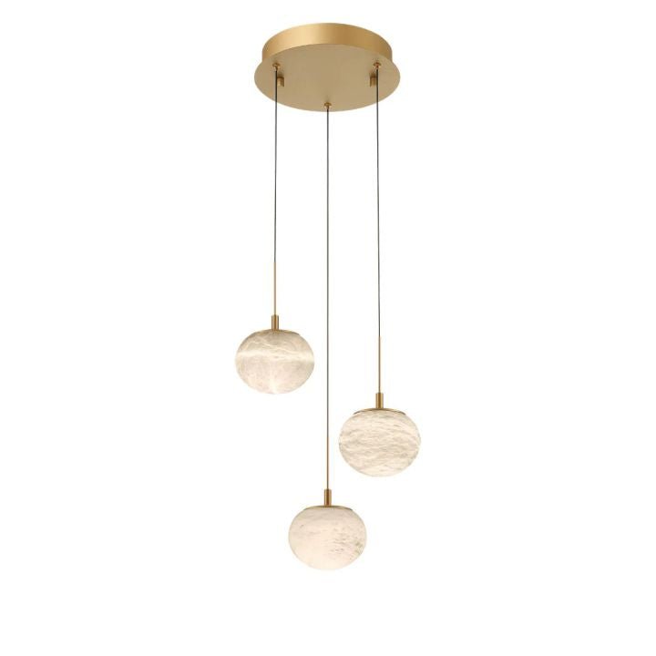 Alabaster Codri LED Pendant - Antique Brass3 LightBlushlighting